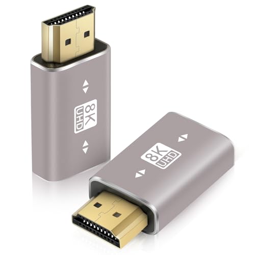 AXFEE 2 Piezas Adaptador HDMI Macho a HDMI Hembra, HDMI Adaptador en Soporte 8K/4K@120Hz UHD, Alargador hdmi para Laptops, Tablets, Camcorders, Monitors and TV, Gris Plata
