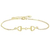 KECHO Pulsera ajustable de oro macizo de 14 quilates para amantes de los caballos, regalo para mujeres de 7 + 2 pulgadas