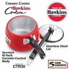 Hawkins Ceramic- Coated Aluminium Inner Lid Handi/Contura Pressure Cooker, 3 Litre And 5 Litre, Combo Set (Tomato Red) - Image 2