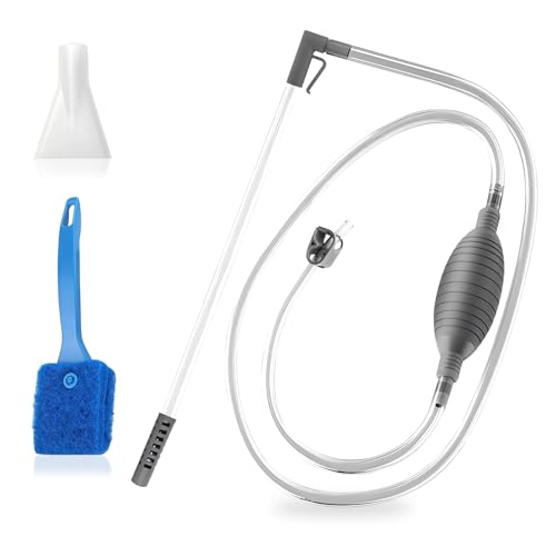 DYHNQE Aquarium Reinigungsset, 1.9M Aquarium Sauger mit Bürste Aquarium Sauger Handpumpe Flexibles Wasserwechsel Set für Wasserwechsel und Filter Sandreinigung