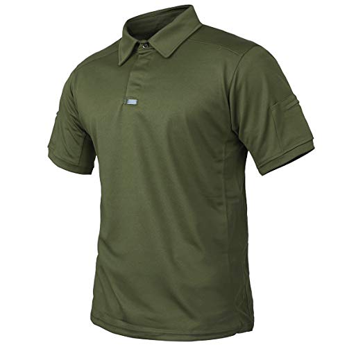 CARWORNIC Men's Tactical Shirt Quick Dry Short Sleeve Sport Polo Shirt Army Military Outdoor T- Shirt