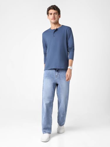 Urbano Fashion Men's Solid Henley Neck Slim Fit Full Sleeve Cotton T-Shirt