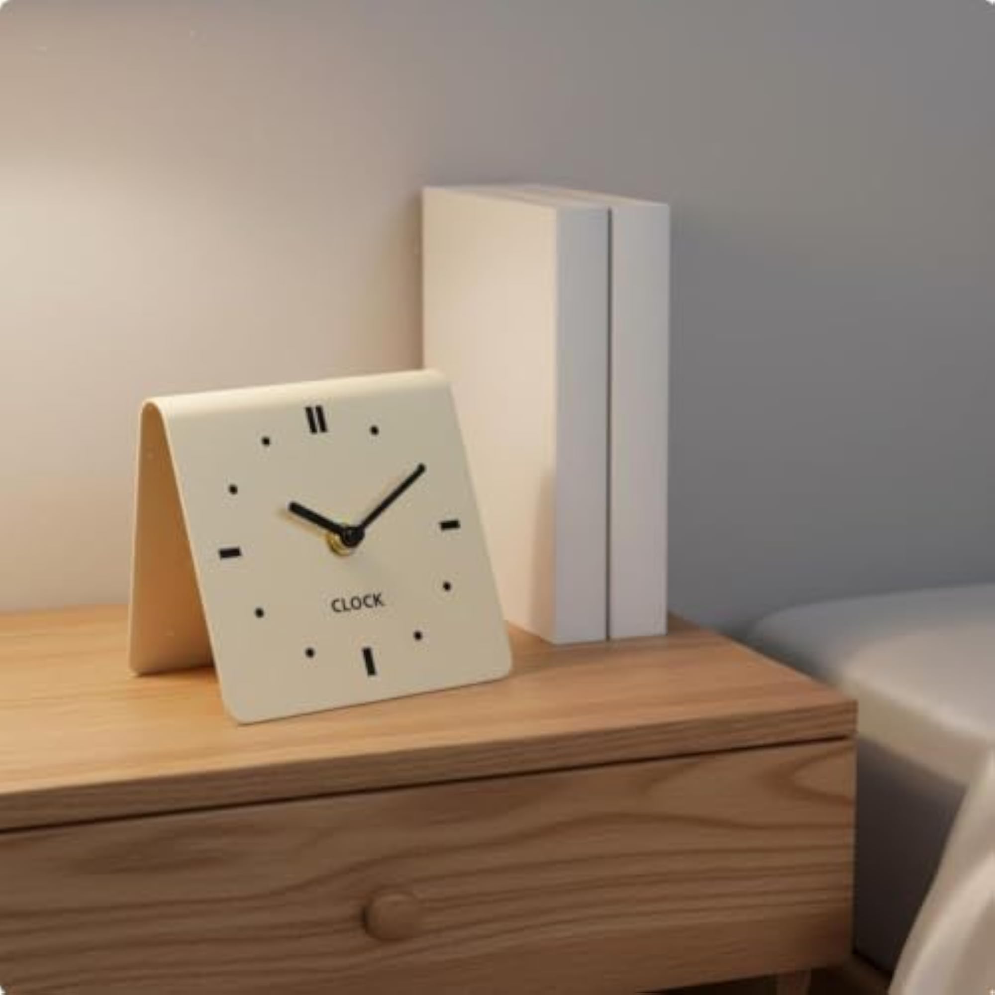 Modern Non-Ticking Square Table Clock, Decorative Accent