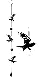 Ebros Harbinger of Doom Raven Crow Black Coated Steel Metal Wall Hanging Wind Chime with Beads Home and Patio Decor Bad Omen Macabre Edgar Poe Ravens Mobile Noisemaker