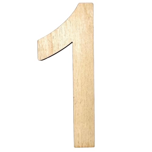 Krafty Supply (Arial) Numbers, Unfinished Wooden Numbers, Sturdy and Durable, Paintable Birch Craft Alphabet (6in Tall, 1-4in Thick, Number 1)