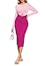 HUUSA Fashion Crew Neck Long Sleeve Midi Bodycon Dress Cut Out High Slit Sheath Dress Casual Knit Pullover Color Patchwork Wedding Guest Long Dress with Belt Pink/Rose Red L