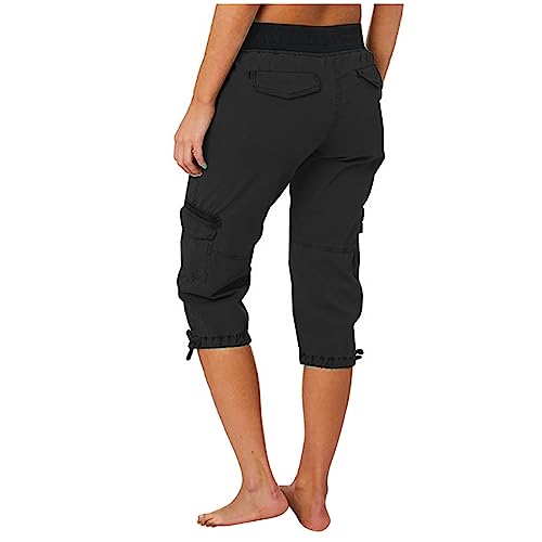 Cargo Capris Pants for Women Summer Casual Drawstring Low Waist Hiking Jogger Pants Lightweight Outdoor Capri Pants2