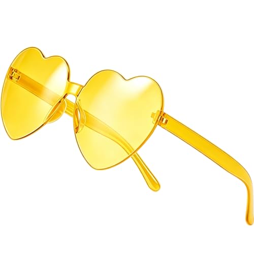 Virtue morals Heart Shaped Sunglasses for Women Heart Glasses Heart Sunglasses Pale Yellow