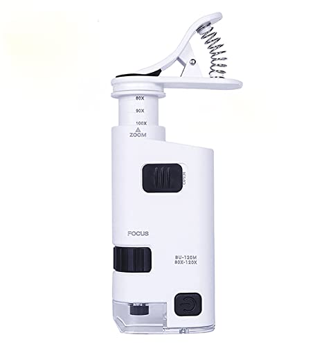 Komkommax 80-120X Clip-on Magnifying Glass Phone Mini Microscope Magnifier LED Light Micro Universal Lens for ?Clamp Portable Mobile Phone Smartphone Camera Magnifier