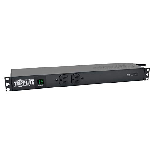Tripp Lite Metered PDU, 15A, Isobar Surge Suppression, 3840J, 14 Outlets (5-15R), 120V, 5-15P, 15 ft. Cord, 1U Rack-Mount Power (PDUMH15-ISO)