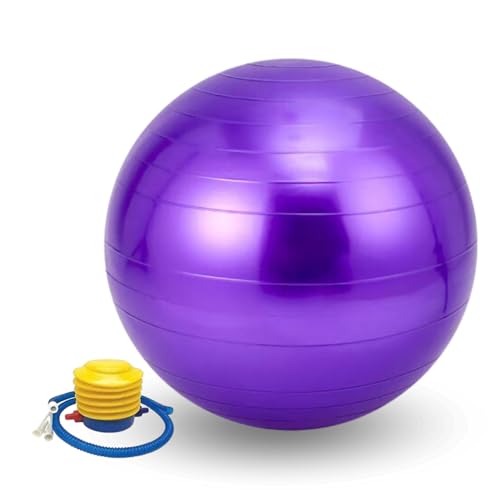 Ballon de Yoga 55 cm. Ballon de Pilates en PVC Antidérapant.Ballon d'exercice d'entraînement, Fitness, Femme Enceinte.Fitball Résistant pour Étirements,...