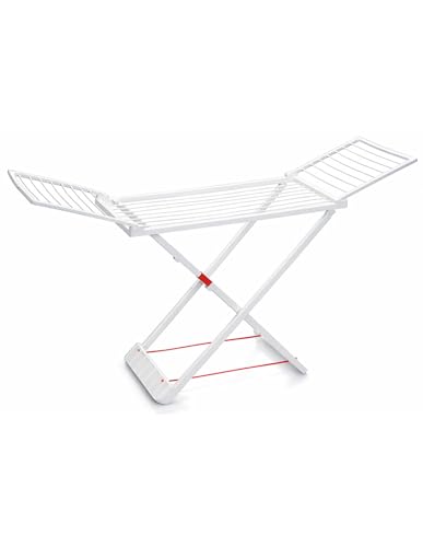 Jardin202   Tendedero Plegable con Alas Blanco, Superficie de Tendido 20m, Incluye Pinzas, Cierre de Seguridad, Hecho de Resina, Resistente al Sol y a la Intemperie, Compacto, Interior y Exterior