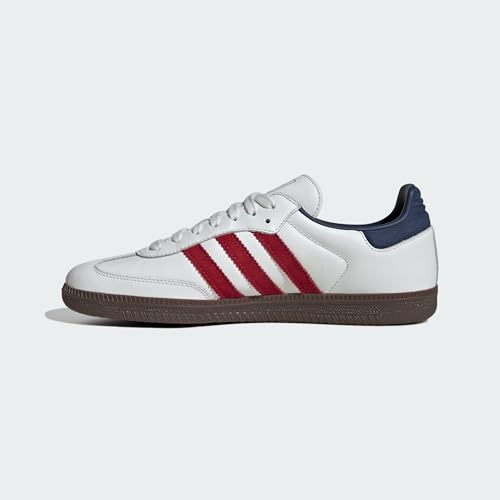 Image of adidas Samba OG Men's Shoes, Core White /Team Victory Red /Night Indigo, Size 8.5