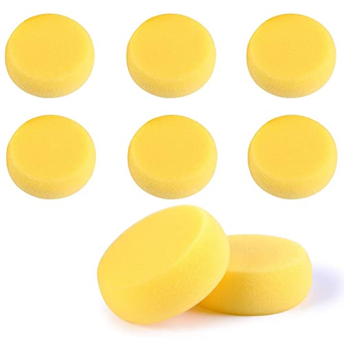 Wafjamf 8 Pcs Round Painting Sponge 2.96Inch Yellow Artist Sponges Watercolors Sponges For Face Painting Art Crafts #TOP5