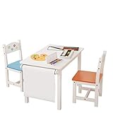 Table Chairs Set of 2, Play Table Sets with Paper Roll for Dining Painting Reading, White