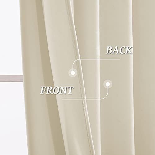 Image of RYB HOME Velvet Curtains 90 inches - Beige Plush Soft Window Curtain Panels Light Reducing Minimalist Modern Home Decor for Bedroom Kids Room Office, W52 x L90, 2 Panels Set | Thermal Insulated, Privacy, Sunlight UV Heat Blocking, Luxurious Decor, Dining Room Nursery, Rod Pocket, W52 x L90, 2 Panels