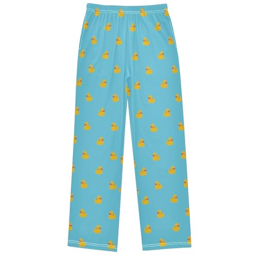 Boy's Lounge Pants Little Yellow Duck Blue Kids Jogger Pants Elastic Waist Long Bottoms with Pockets 6-14 Years