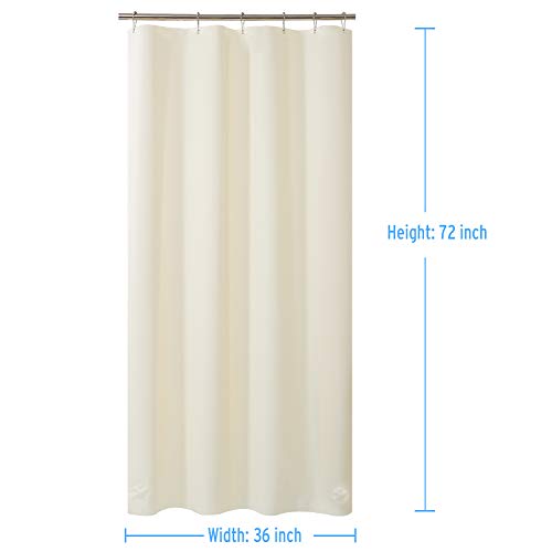 Image of AmazerBath Plastic Shower Curtain Liner, 36 x 72 Inches Beige PEVA Heavy Duty Thick Bathroom Plastic Shower Curtains with Clear Stones and 6 Grommet Holes