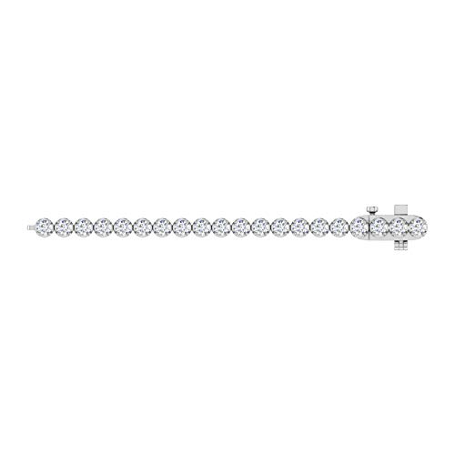 Image of 1 to 6 Carat Prong Set Round Cut Natural Diamond Tennis Bracelet for Women in 14K Gold (7 Inch) (I1-I2 Clarity)