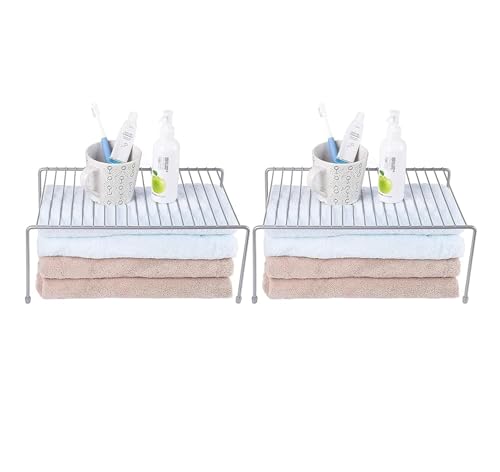 Image of Pack of 2 Stainless Steel Under Cabinet Kitchen Dish Rack Expandable Storage Floating Shelves for Kitchen Multipurpose Organizer Extend Up to 580 Mm with Anti-Rust Nano Coating