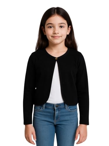 Image of KRYPTIC Kids Girls Regular Length Cotton Shrug - Soft Lightweight Open Front Layer for Stylish Everyday Wear Casual Outfits