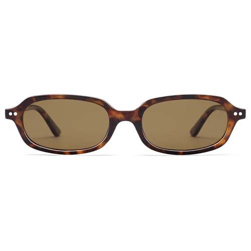 Retro Small Rectangle Sunglasses for Women Men Trendy Narrow Square Sunnies AP3729