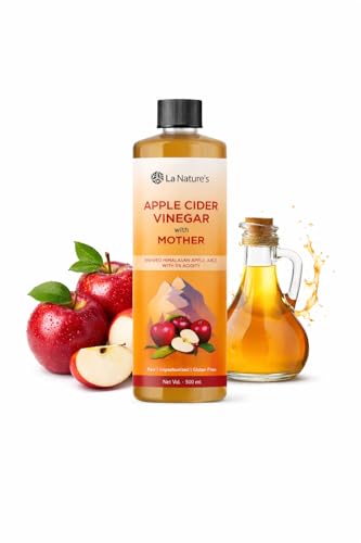 Image of La Nature's Raw Apple Cider Vinegar with Mother - 500 ml | Himalayan Apple Fermented ACV | Unfiltered, Unpasteurized | Supports Digestion, Weight Management & Gut Health (Pack of 2)