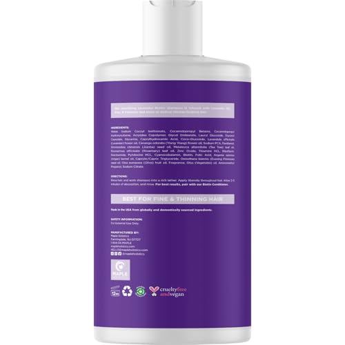 Image of Lavender Biotin Shampoo for Thinning Hair - Volumizing Shampoo for Fine Hair with B Vitamins Rosemary Argan Primrose & Tea Tree Oils - Paraben Silicone and Sulfate Free Vegan Formula (16 Fl Oz)