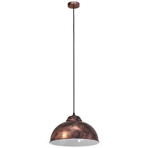 EGLO hänglampa Truro 2, 1 ljuskälla vintage hänglampa i industriell design, retro hängande lampa av stål, färg: antik koppar, sockel: E27