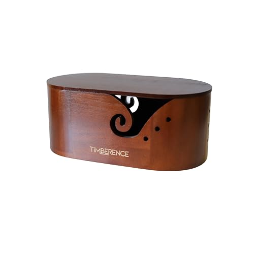 Image of Oval Wooden Yarn Bowl - Premium Smooth Finish with Swirl Feed & Hook Holes - Anti-Slip Knitting & Crochet Yarn Holder