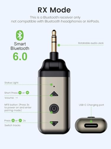 HVMLAK Air88 Bluetooth 6.0 AUX Car Adapter
