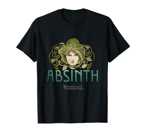 Absinth Green Fée Visage de Femme Feuilles Absinth T-Shirt