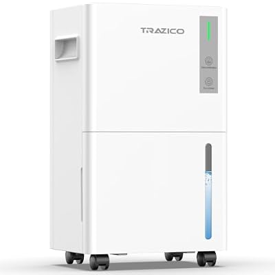 Trazico 21 Pint/Day Dehumidifier for Home and Basement up to 1,500 Sq. Ft, Smart Intelligent Humidity Control with Continuous Drain Hose, Auto Shut-Off, Quiet Dehumidifiers for Bedroom, Bathroom, RV