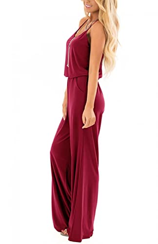 Lacozy Womens Romper Casual Summer V Neck Sleeveless Racerback Tank Tops Short Jumpsuit Rompers Burgundy Small #TOP2