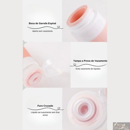 Frascos De Viagem Silicone Reutilizáveis 90ml Kit 4 Recipientes Flexíveis Ideal Para Cosméticos, Sha