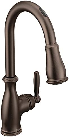 Moen Brantford Oil Rubbed Bronze Smart Faucet Touchless Pull Down Sprayer Kitchen Faucet with Voice Control and Power Boost, 7185EVORB