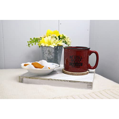 Dexsa Campfire Ceramic Coffee Mug With Inspiring Quote - Burgundy Speckled Classic Coffee Cup | Holds 15 Ounces | Be Still And Know That I Am God. Psalm 46:10 #TOP1