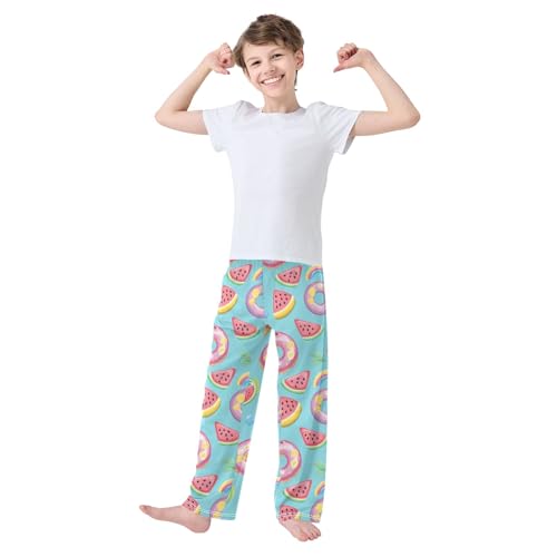 Pajama Pants Lounge Sleep PJ Bottoms Sleepwear Elastic Waist Drawstring S Swimming Ring Watermelon3