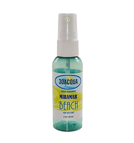 Beach Perfume Mist for Women with Summer Seabreeze Aquatic Fragrance Notes; 2oz Spray Bottle (Miramar Beach)