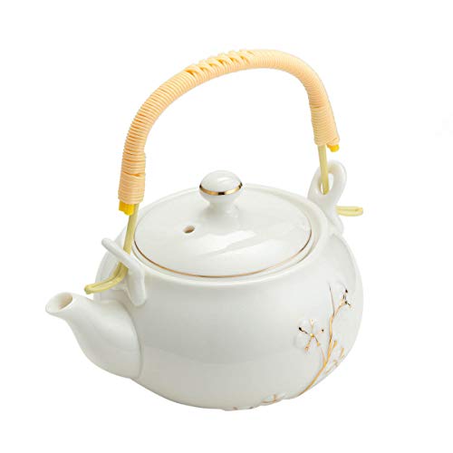 Tj Global Chinese/Japanese White With Gold Accents Porcelain Tea Set, 100% Handmade Traditional Tea Ceremony Set With Teapot And 6 Teacups #TOP4
