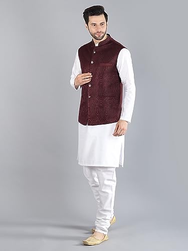 Image of Uri and MacKenzie Men's Silk Blend Kurta Pajama with Designer Ethnic Nehru Jacket /Modi Jacket