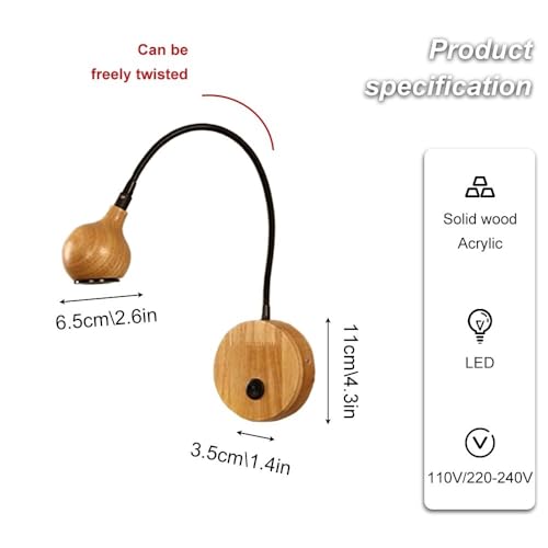 Mini aplique de pared de madera que evita la fatiga ocular 4
