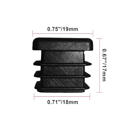 Image of 32 Pcs 3 /4 inch Square Tubing End Caps, Plastic End Caps Insert Finishing Plug for Chair Legs, Pipe Post, Table Legs (Black, 19x19mm)