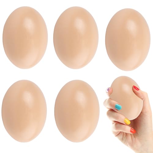 Huevos de Madera, Huevos Falsos para Gallinas, 5 Piezas Huevos Simulados, Huevos Falsos Gallinas, Huevos Artificiales, Huevos Falsos Realistas, Huevos De Gallina De Madera(superficial)