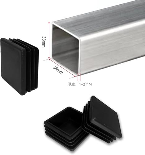 Image of 32 Pcs 1-1 /2 inch Square Tubing End Caps, Plastic End Caps Insert Finishing Plug for Chair Legs, Pipe Post, Table Legs (38x38mm)