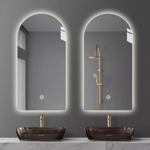 Miroir LED 101 cm avec éclairage variable et bouton tactile moderne - 8