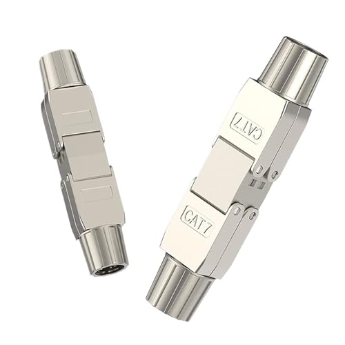 GEDIZ Werkzeugloser RJ45-Koppler geschirmt, werkzeugloser Ethernet-Kabel-Verlängerung PoE+ für Cat7/Cat6a/Cat6-Netzwerkkabel, Silber (Farbe: CAT6A)