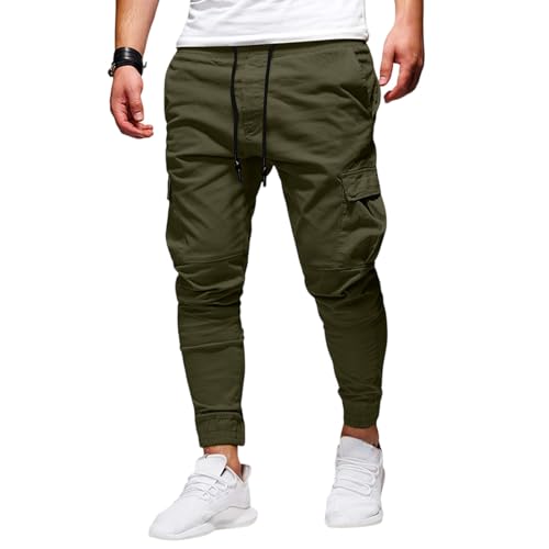 Genérico Pantalones de Chándal Hombre Pantalón Cargo de Invierno Jogger Joggers con Cordón Ajustable Pantalon Chandal Invierno Pantalon Deporte Hombre Largo Verde Militar L