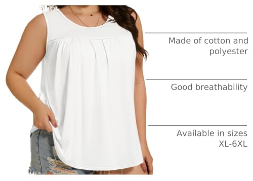 Image of Women Plus Size Tank Top Casual Summer Tops Loose Fit Sleeveless T Shirts Trendy Crewneck Tunic Tees 2026