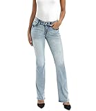 MetHera Women's Le Mel Classic Mid Rise Stretch Curvy Bootcut Flare Denim Jeans (8, Vintage Wash)